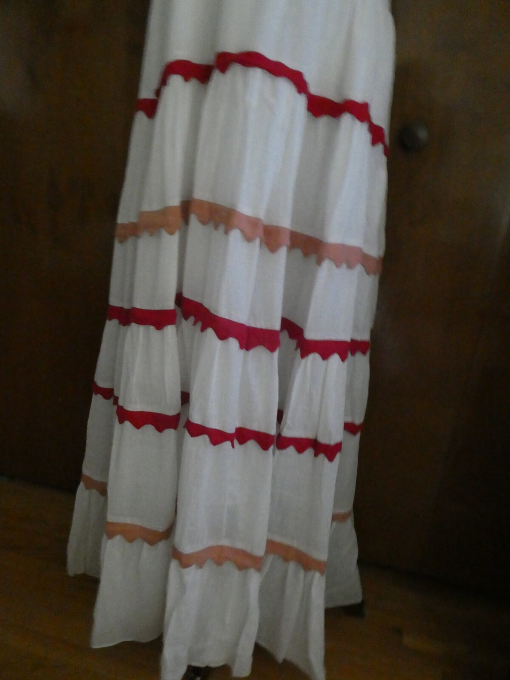 Anthropologie  Carolina K White/Red Lined Maxi Marieta Dress XSP (fits Large)