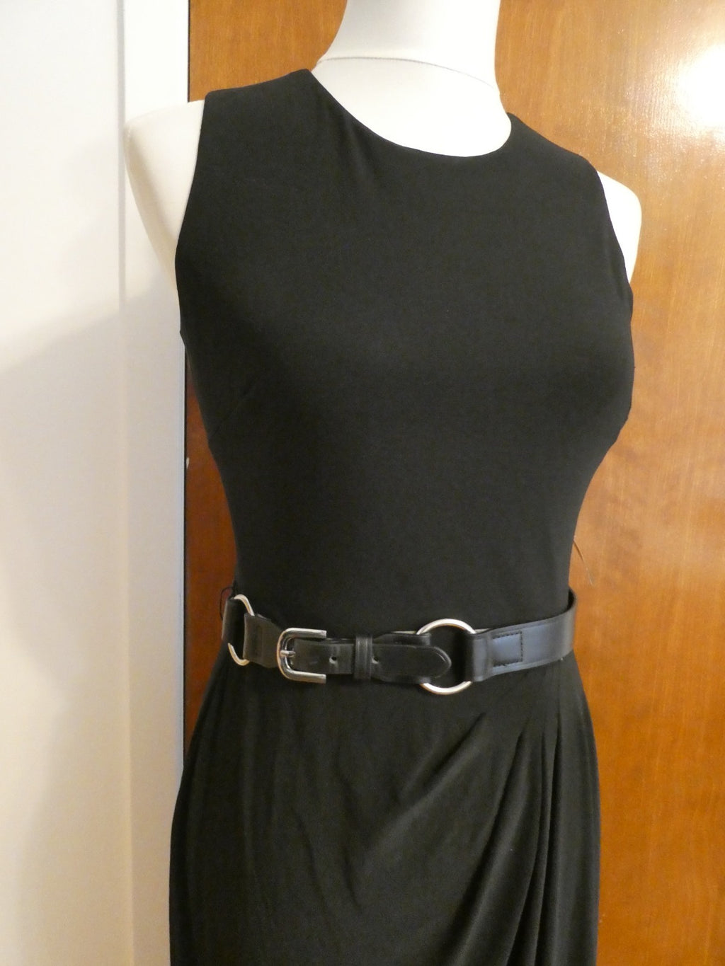 Ralph Lauren women black maxi evening dress draping at the bodice size 4