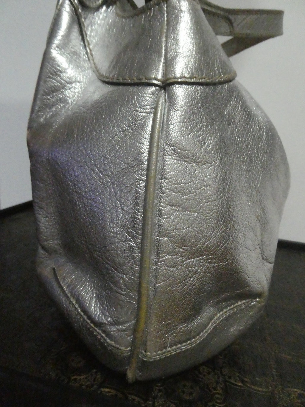 Hogan Women’s Silver Leather Hobo Shoulder Handbag Medium Italy