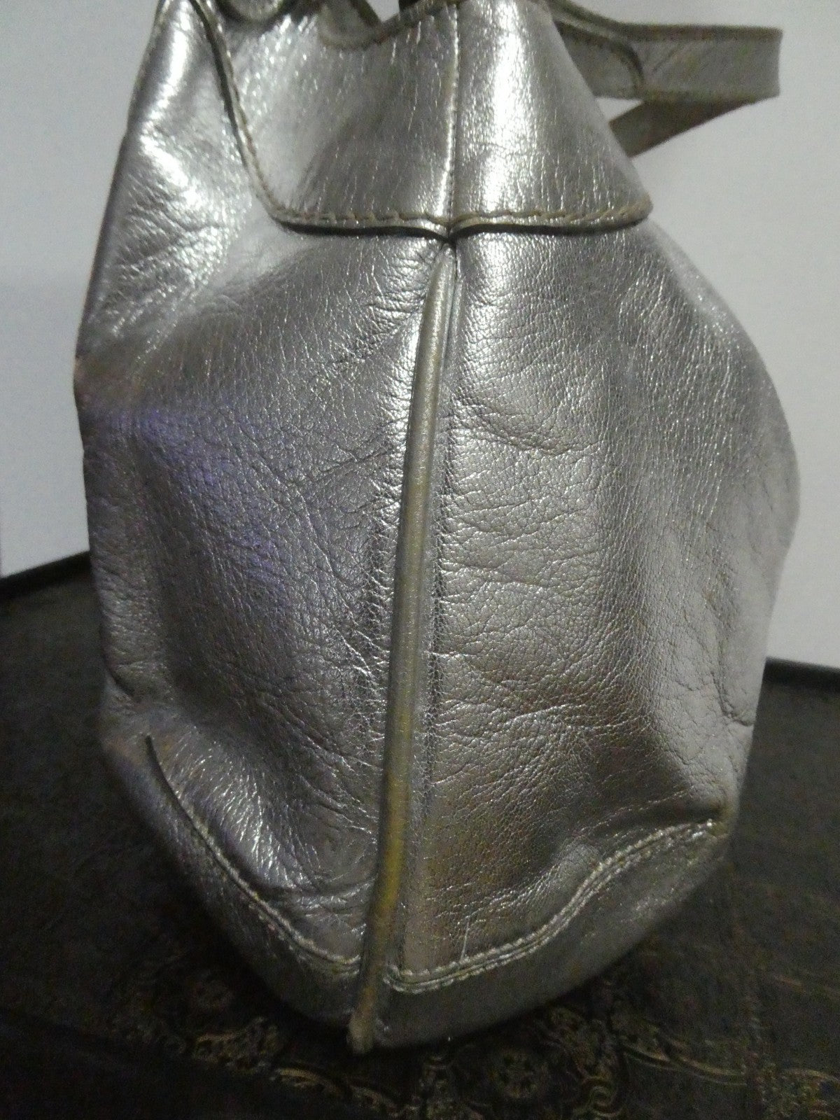 Hogan Women’s Silver Leather Hobo Shoulder Handbag Medium Italy