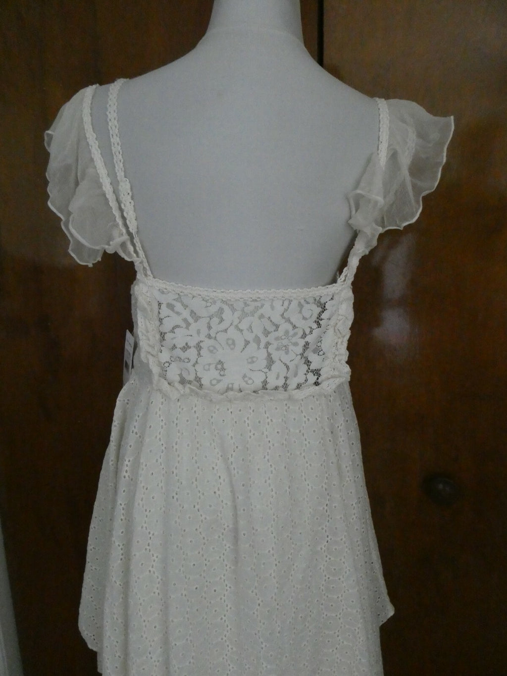 Free People women's cream eyelet embroidered crafted very soft cotton dress New