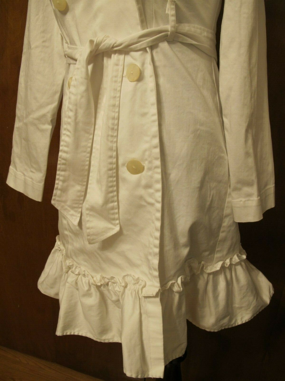 Nine West Women’s White Button-Down Cotton Trench Lined Coat Blazer M (fits S)