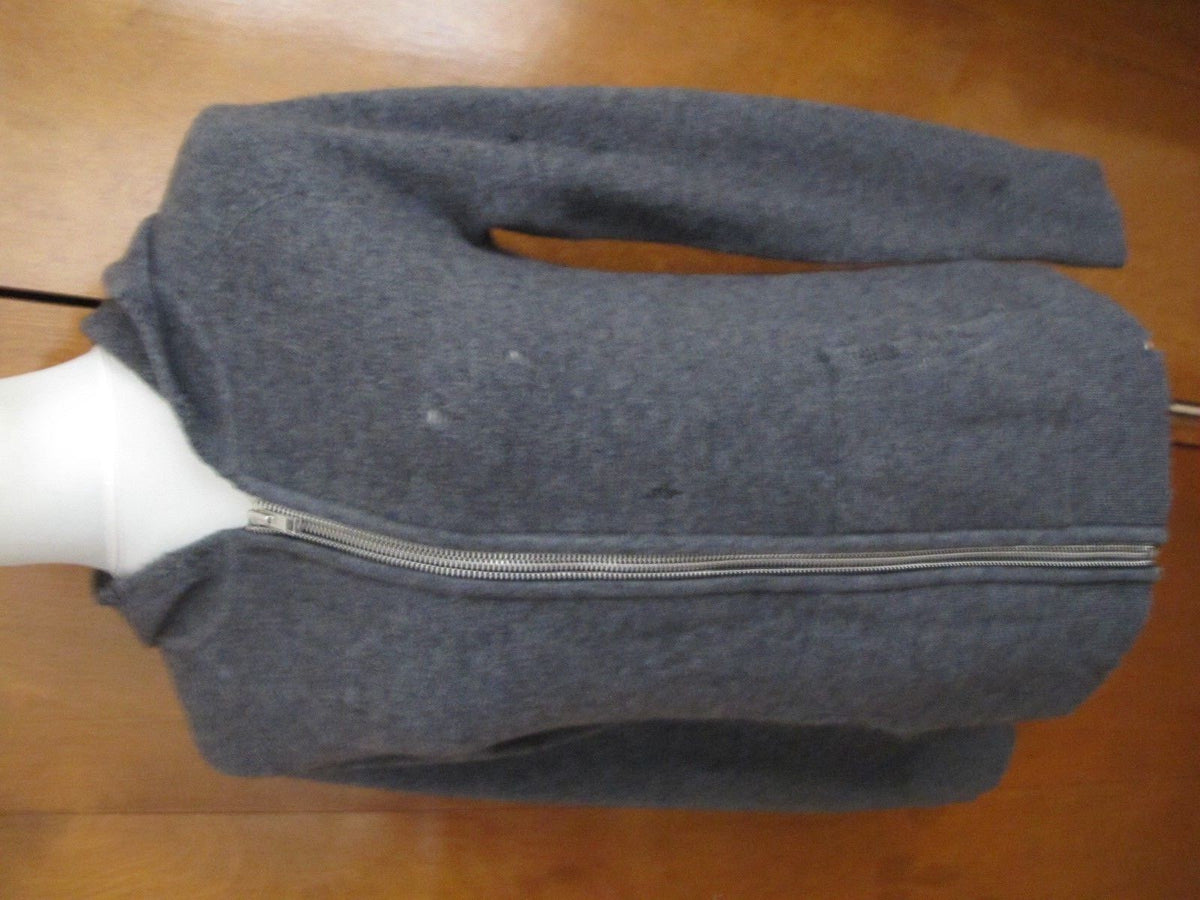 Aqua Women's Gray Cashmere Distressed Attached Hood Full Zipper Sweater XS New