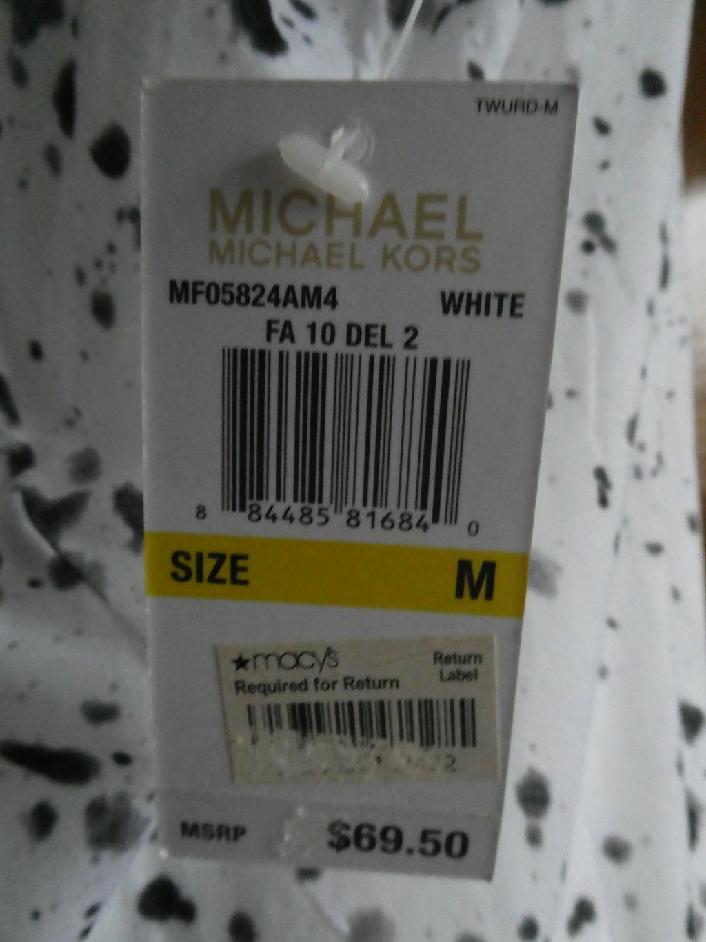 Michael Kors Women Top White/Black Splash Print 100% Tencel Medium $69.50