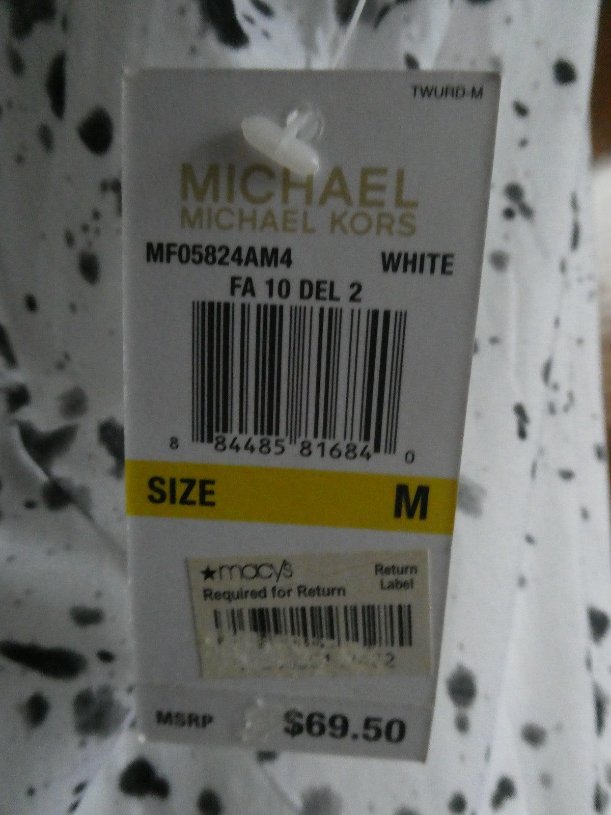 Michael Kors Women Top White/Black Splash Print 100% Tencel Medium $69.50