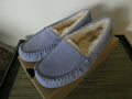 UGG Scalloped Moc Women Blue WLD Authentic Winter Suede Fur Moccasin Slipper 5,6