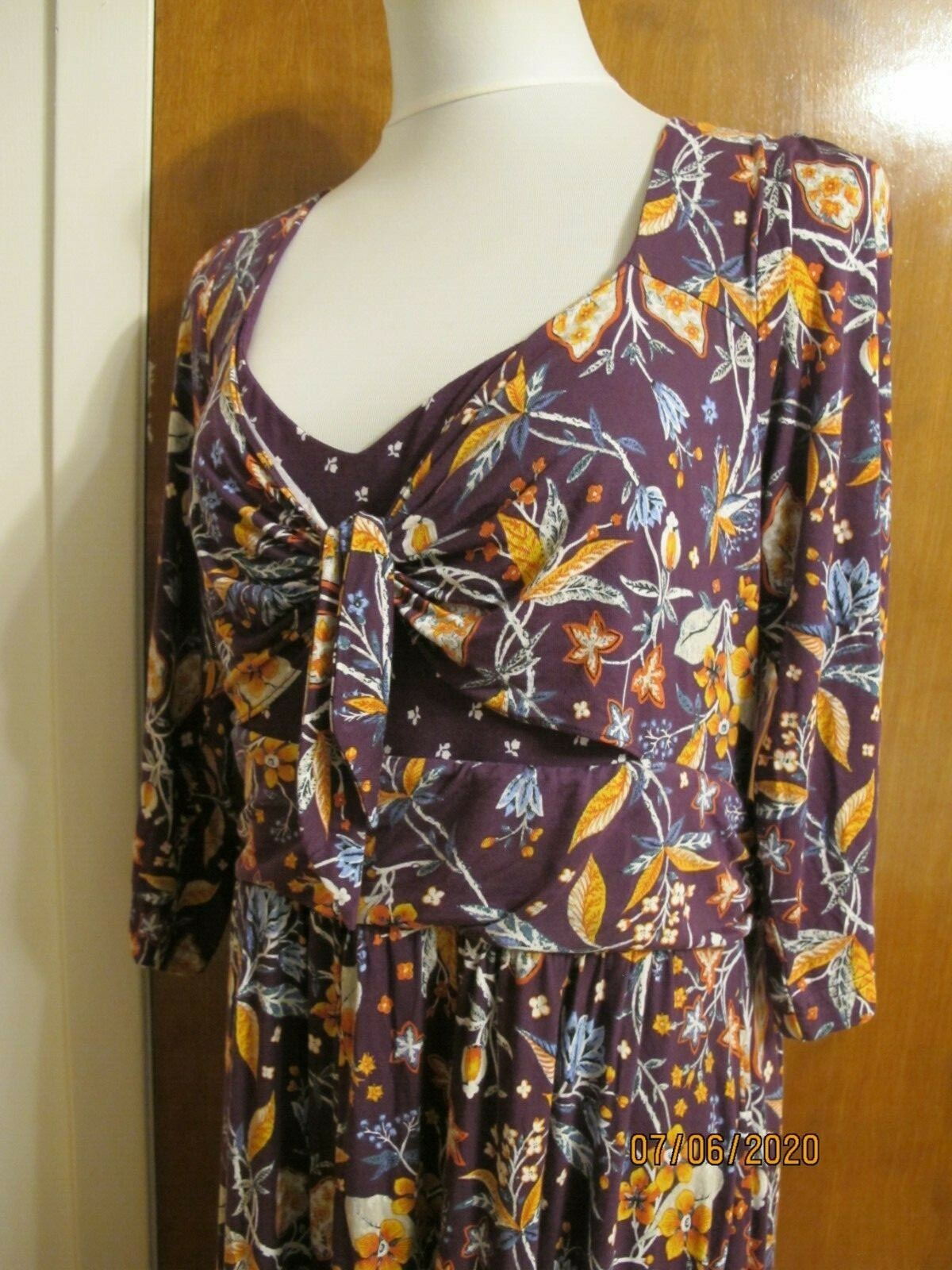  Anthropologie Maeve Women’s Motif Dress Front-Tie 3/4 Sleeve Xlarge