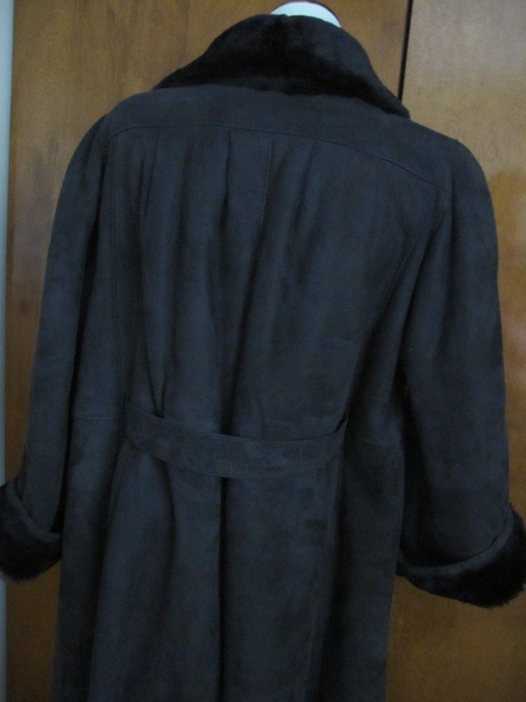 Womens Dark Black Shearling Sheepskin A Line Winter Coat Spain 10 Run Big US 14