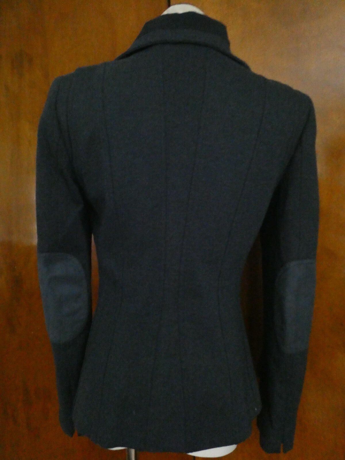 Elie Tahari Woman’s Blue Leather Trim Blazer Jacket Lined Small