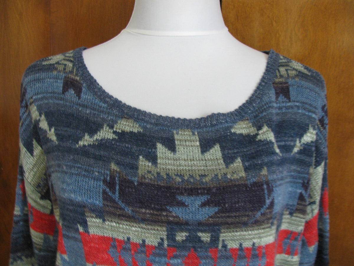 Denim & Supply Ralph Lauren women’s blue red cotton long sleeves sweater Small