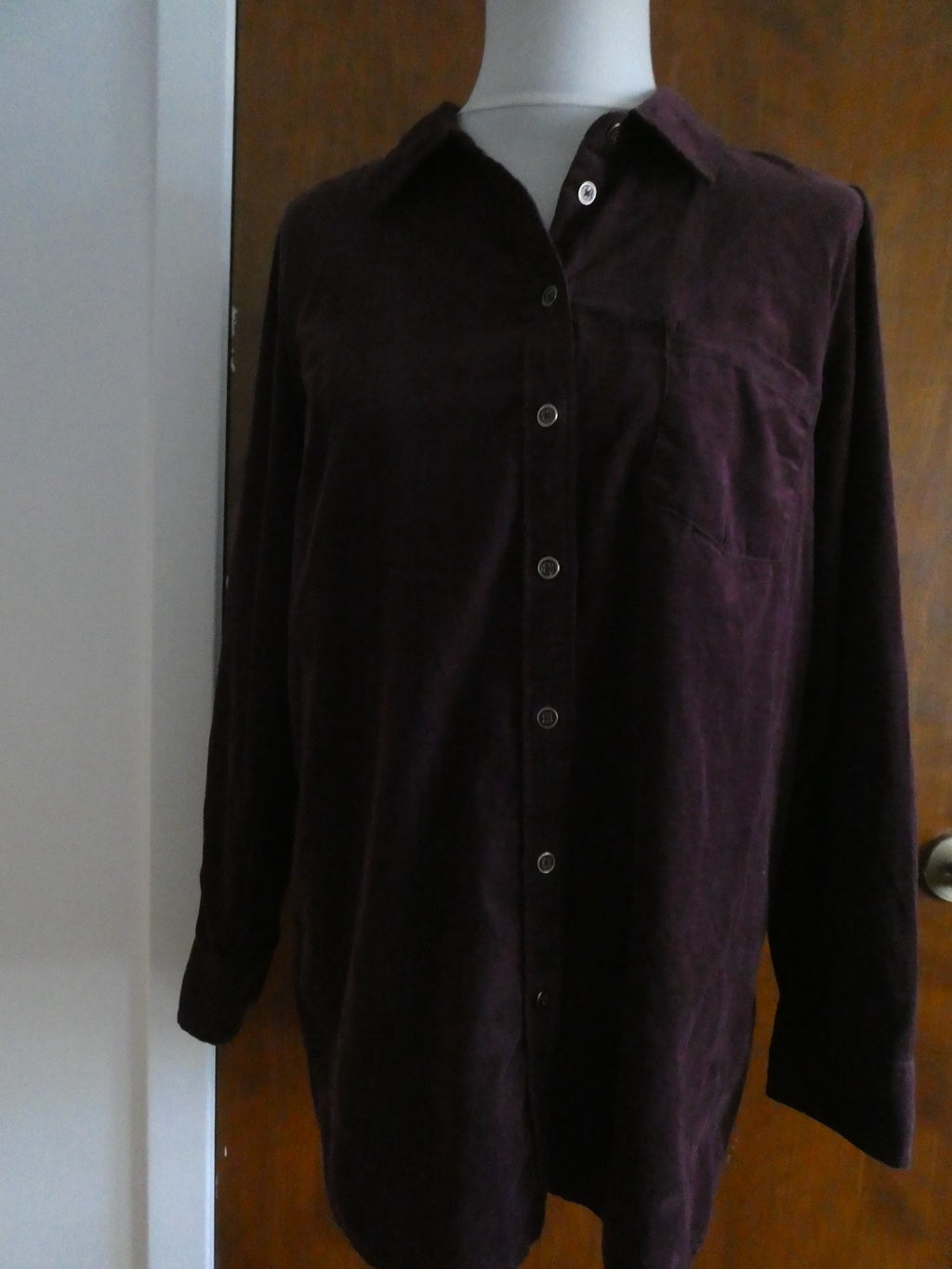 Talbots Women’s Large Purple Corduroy Button Front Shirt Top 100% Cotton India