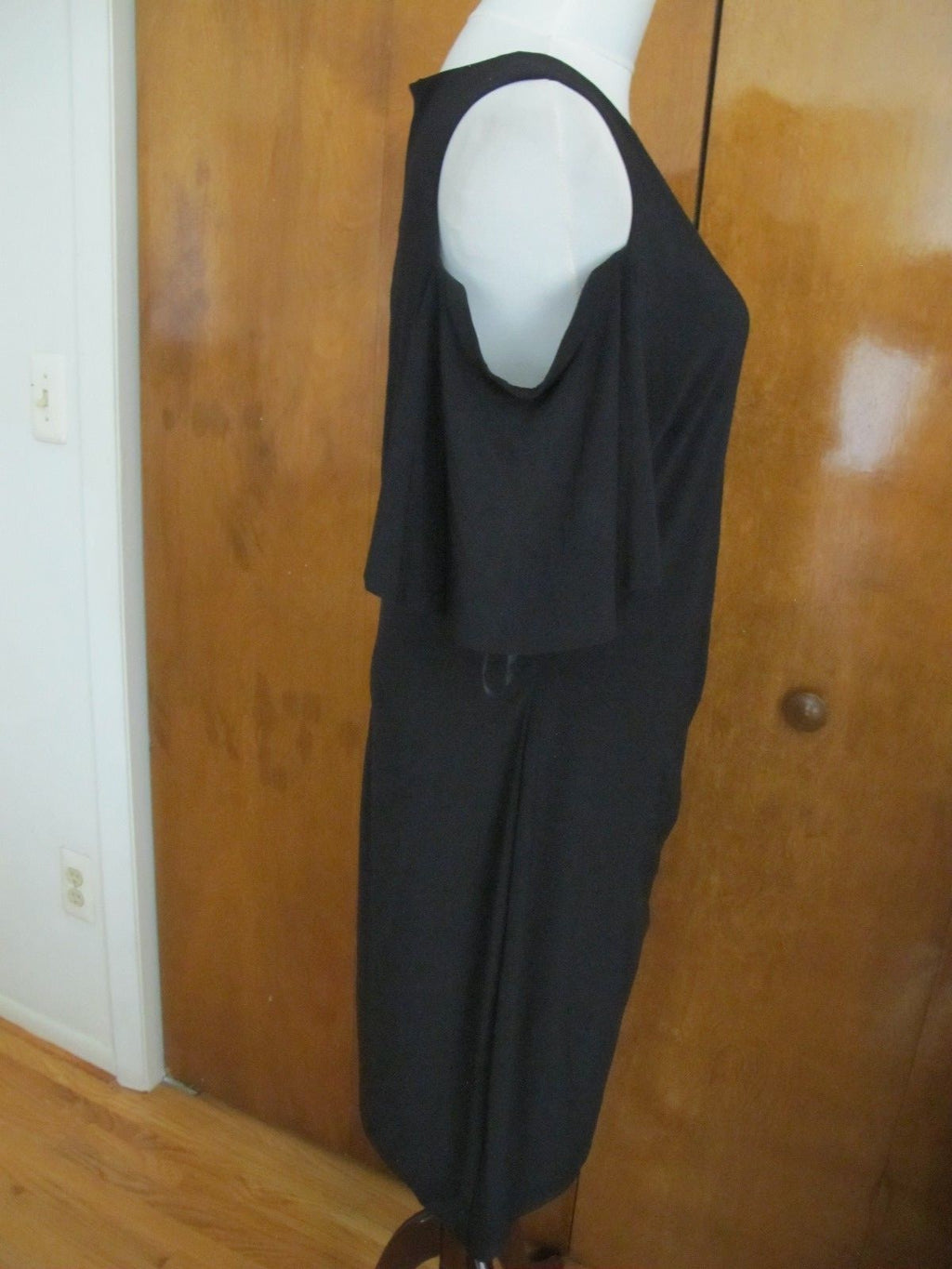 Ralph Lauren women's black cutout gathered lined evening dress 16 New