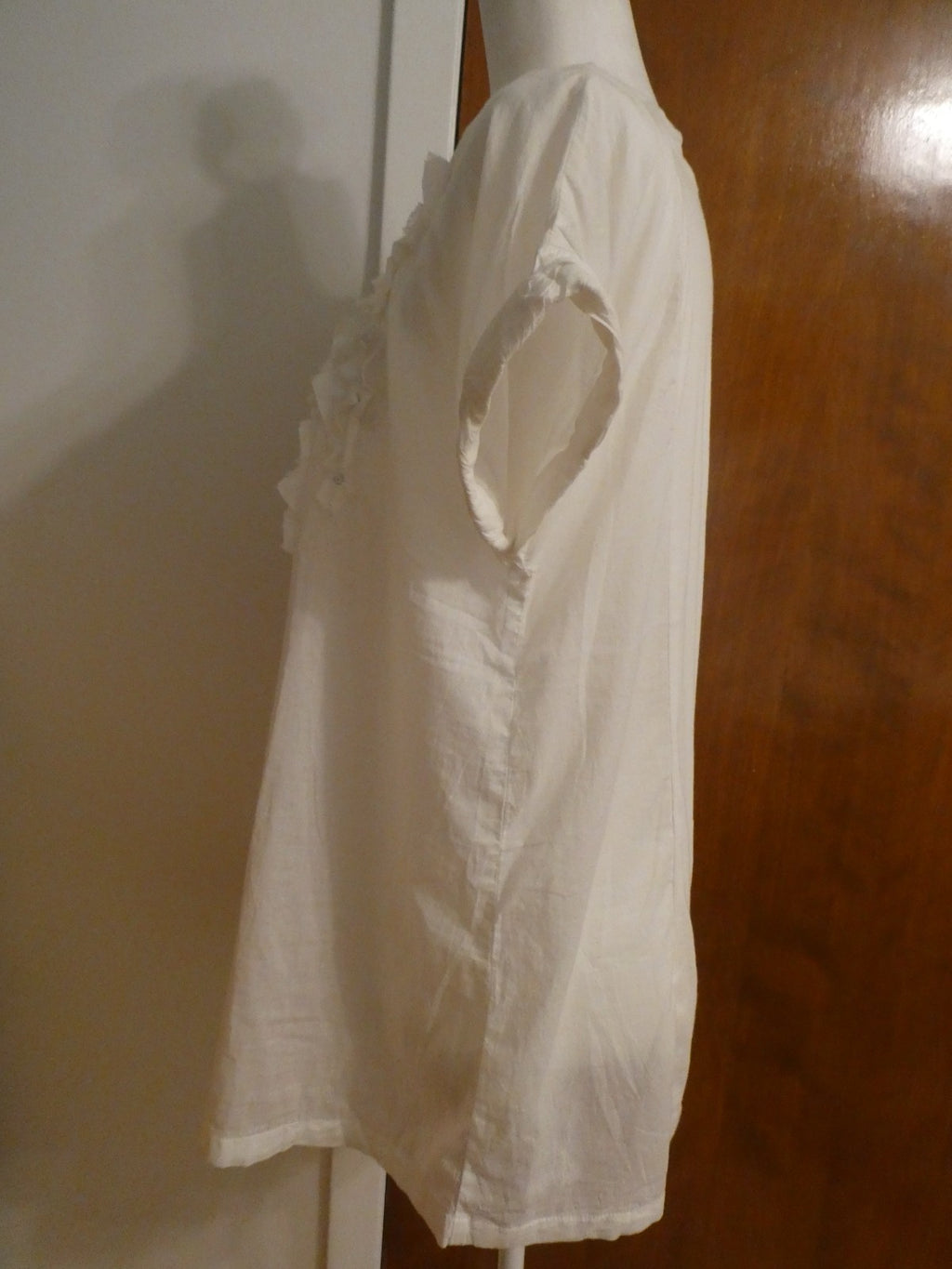 Calvin Klein Jeans Women White Embellished Ruffle Top WF11H07 Short Sleeve M