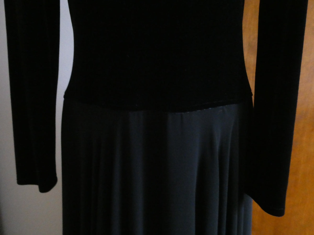 Vintage CETA B Peter Noviello Sherrie Bloom Black Velvet Maxi Lined Dress Size 8