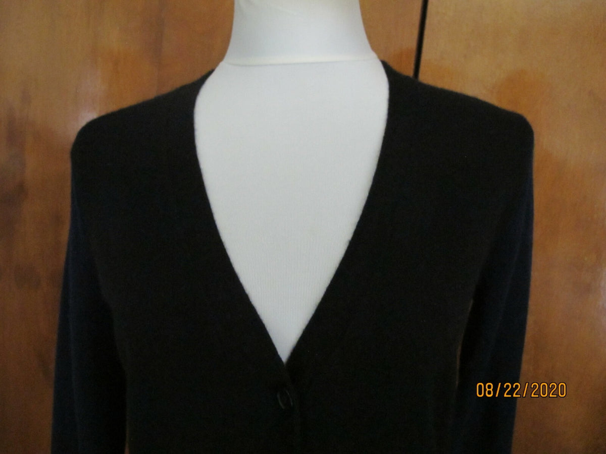Aqua Women's Black Emerald Navy Cashmere Buttoned Cardigan 