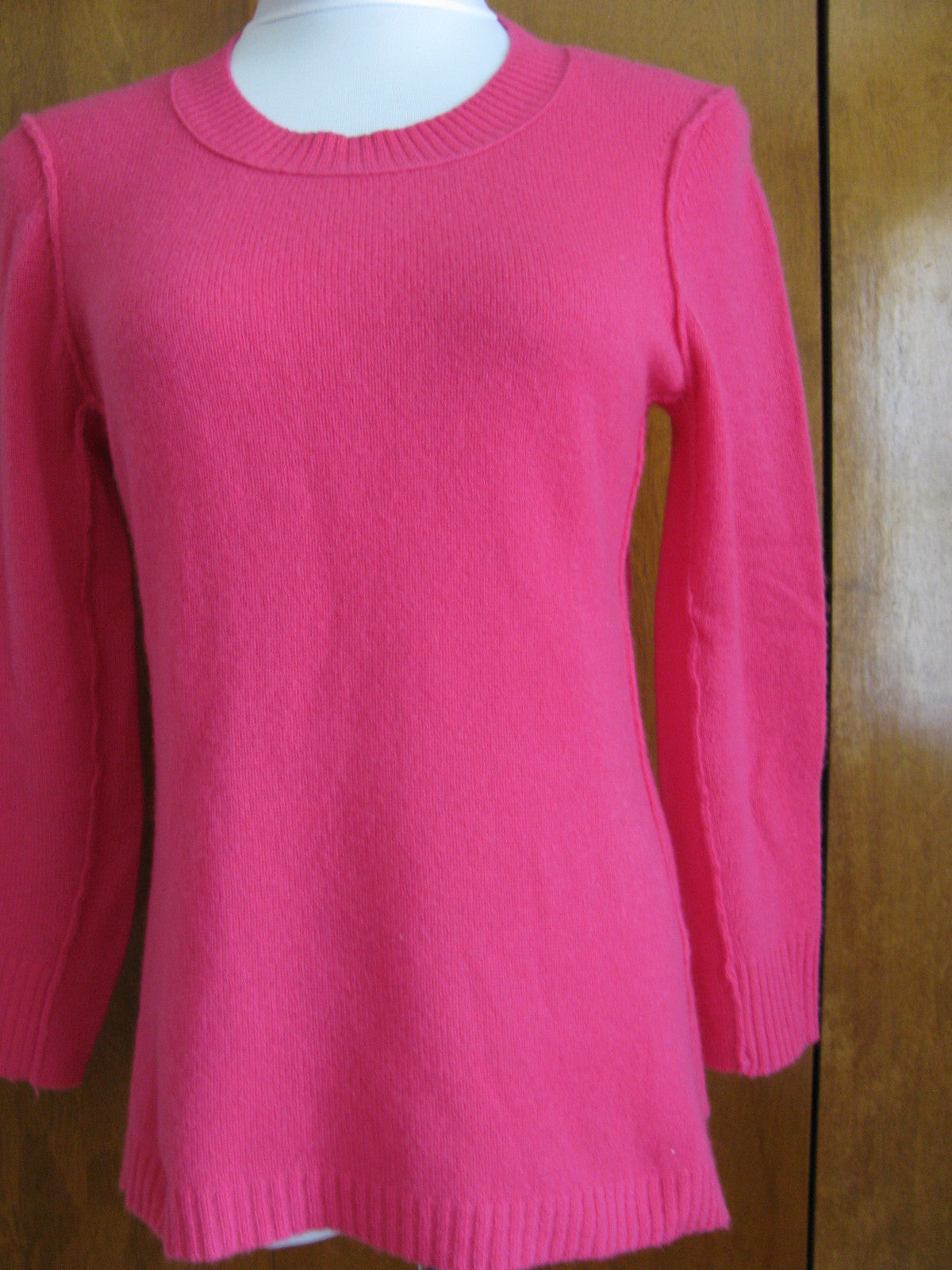 Aqua Women's Pink Watermelon Cashmere Detailed 3/4 Sleeves Soft Sweater Medium