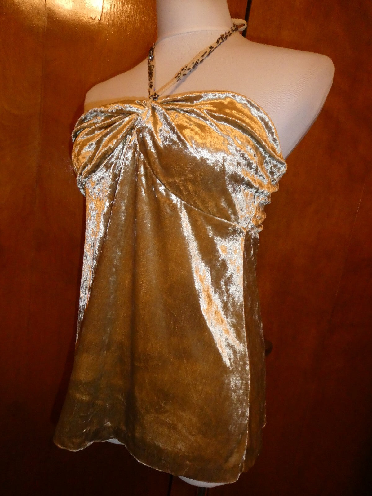 The Limited women's gold jersey halter neck top size large