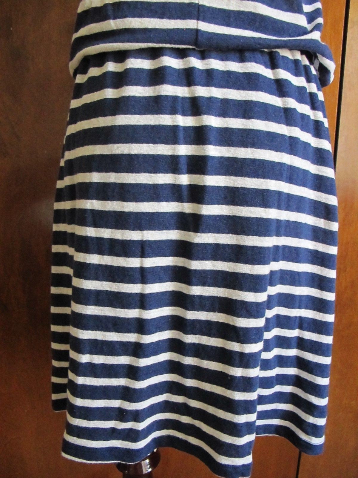 Gap women's blue white cotton linen stripped dress New