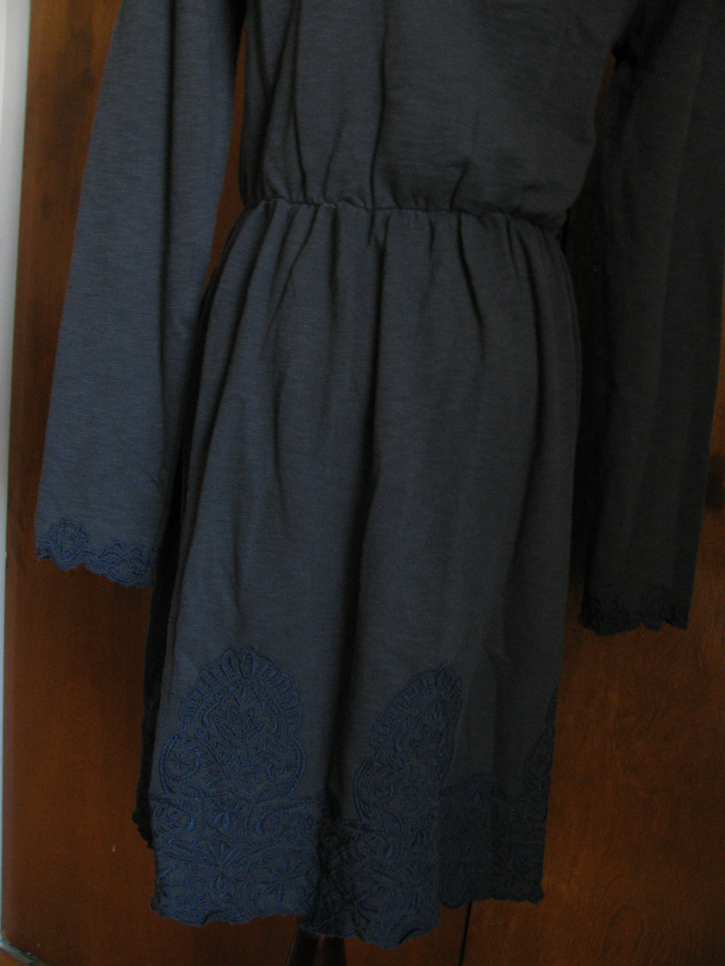 Anthropologie women's dark gray cotton embroidered dress Size XS, M, S
