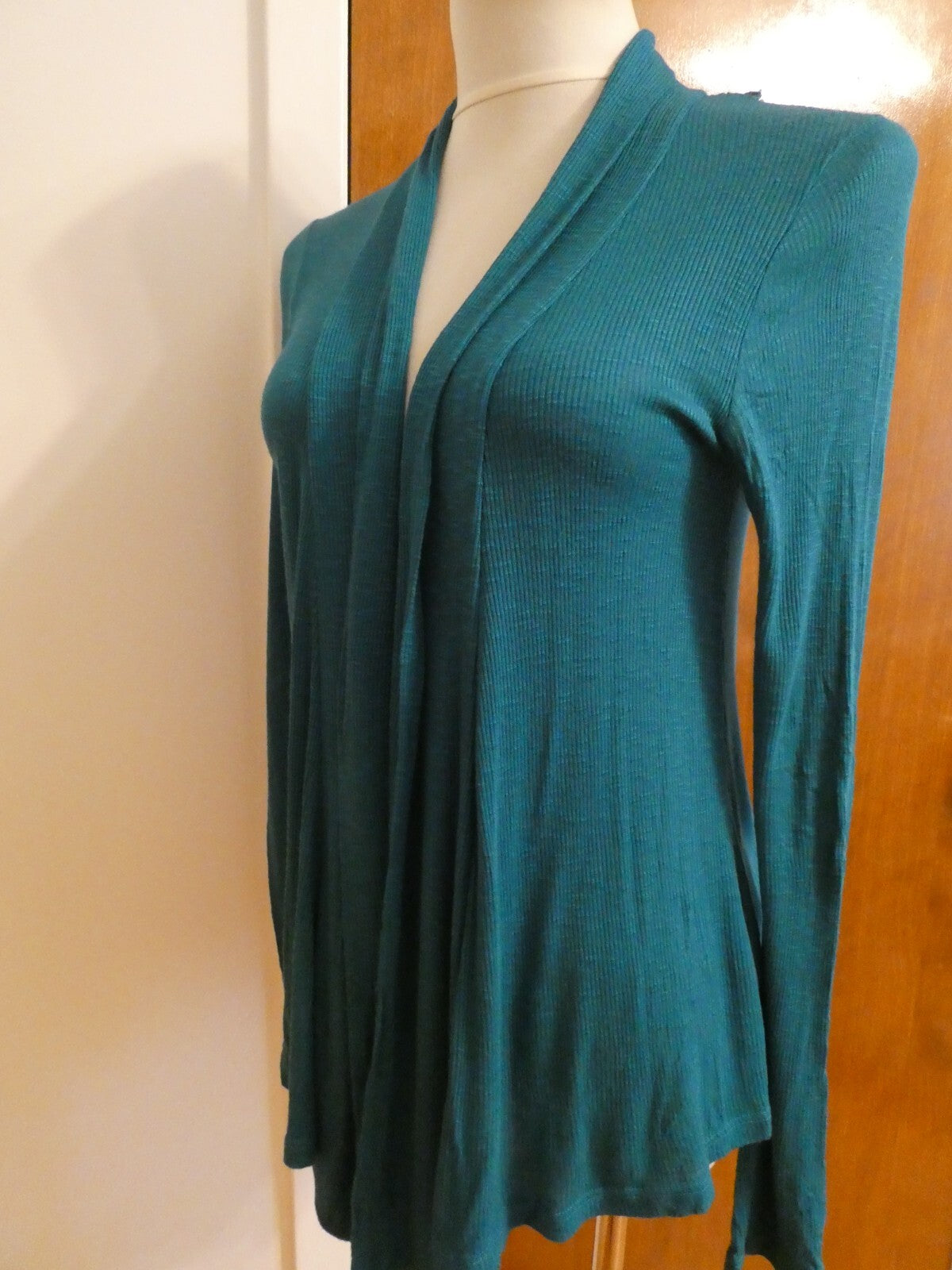 Julia's Closet Women's Teal Green Open Front Detailed Cardigan Medium