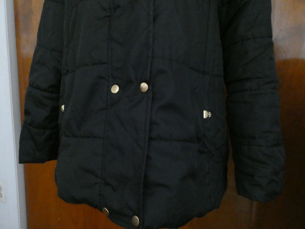 Krush Women's Black Faux Fur Lined Puffer Winter Hooded Detailed Jacket Coat XL