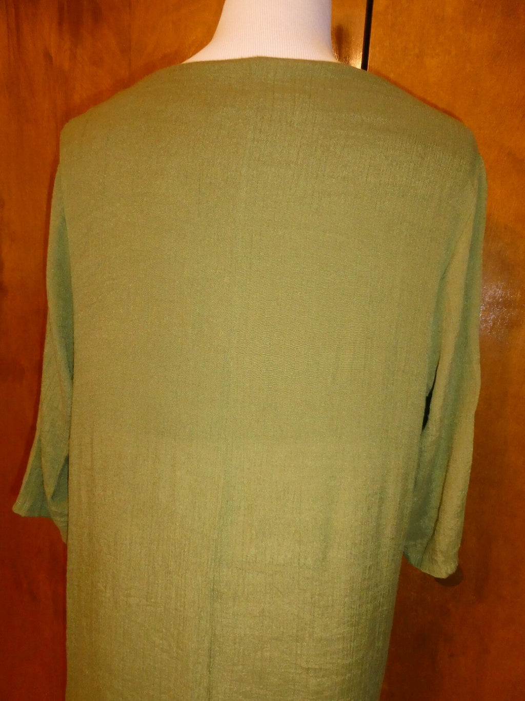 GRACILA Women’s Green/Ivory ¾ Sleeves Two Layer Long Dress 5X 