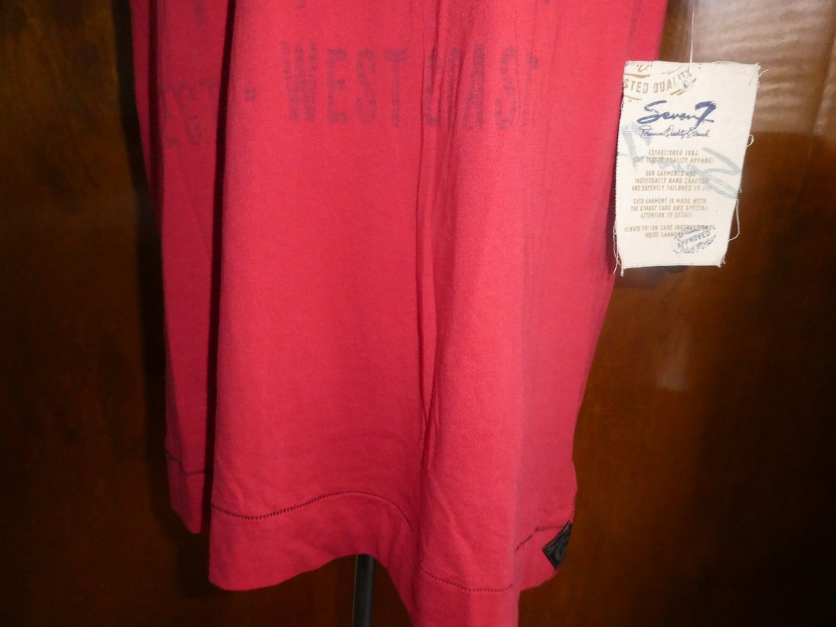 7 SEVEN men’s soft 100% cotton t-shirt red size 2XL NEW