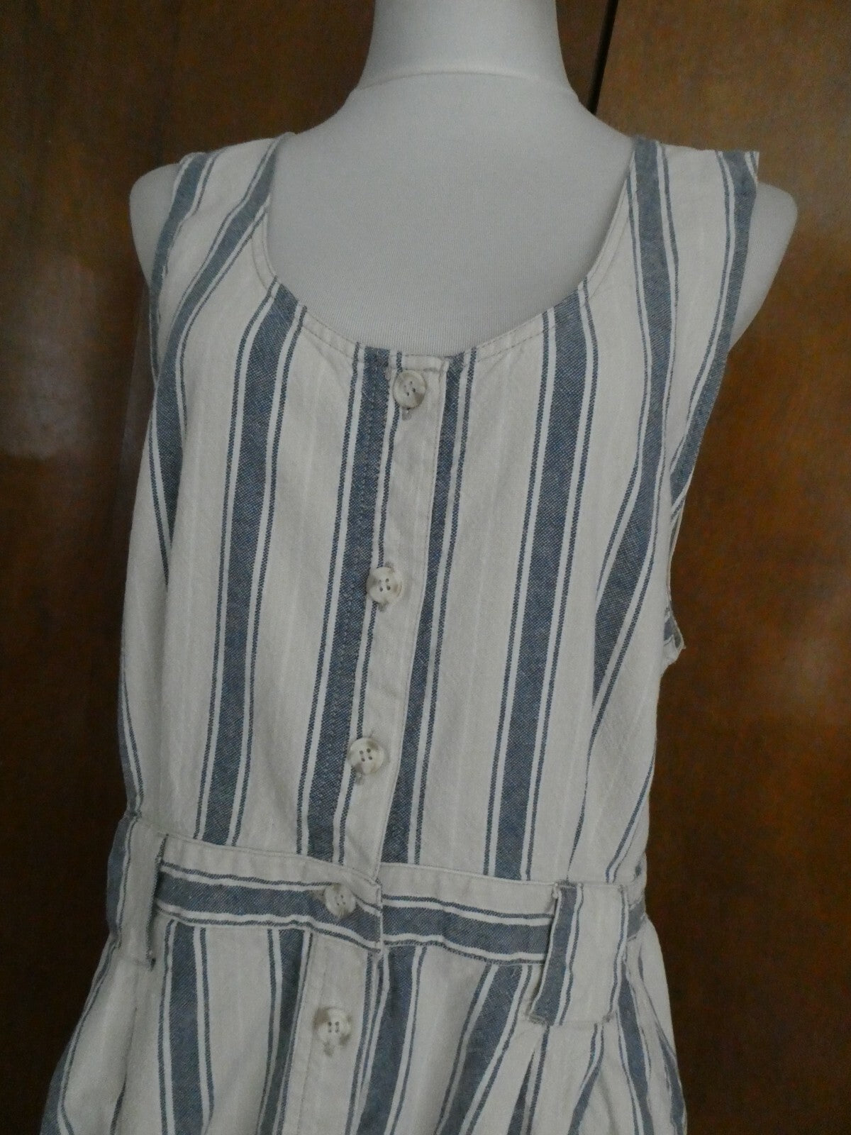 Truly Yours Denim Striped Sleeveless Button Front Dress 20W (fits size 16-18)