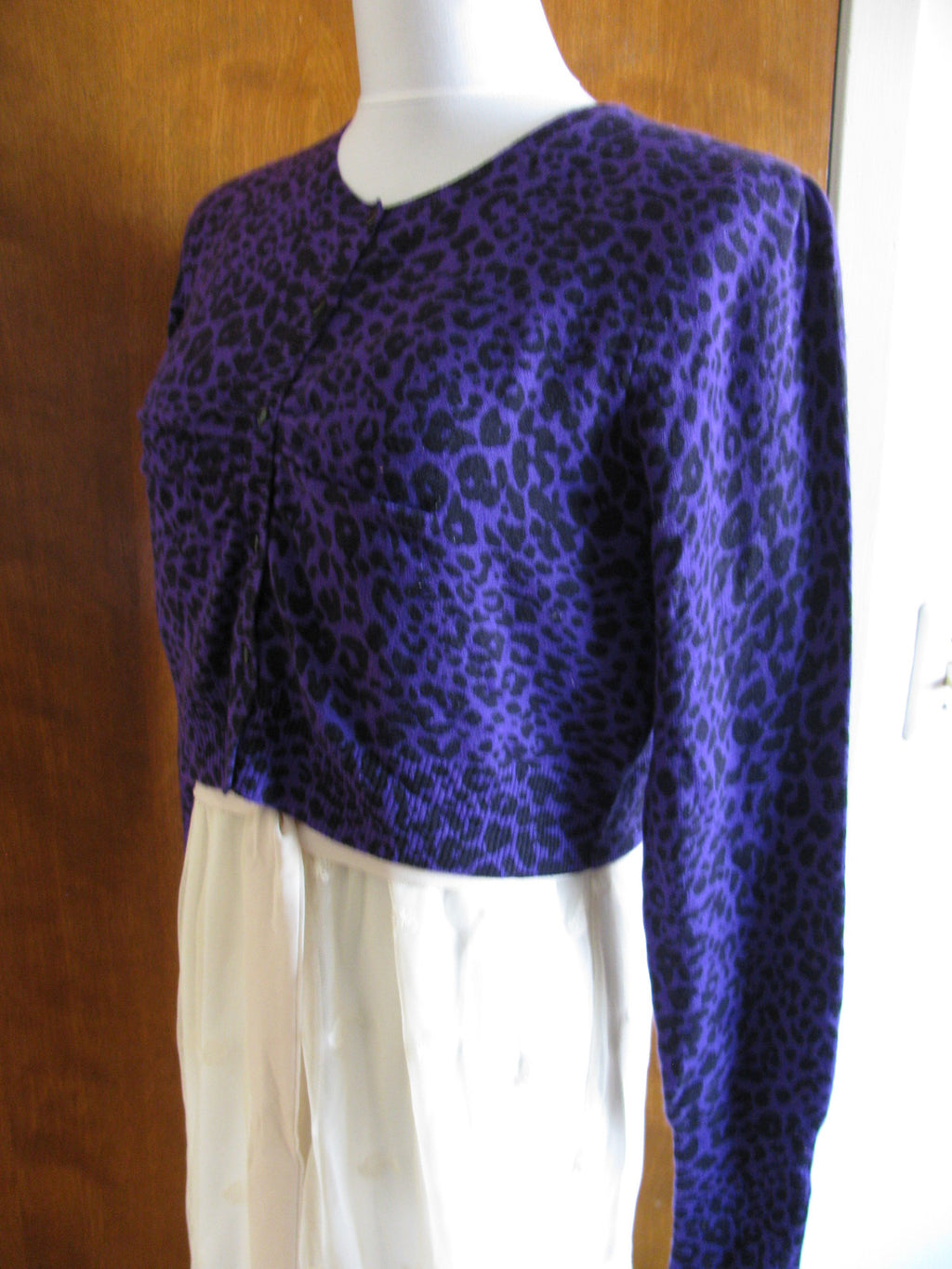 Aqua women's purple black leo print cashmere cardigans Size Small, Medium