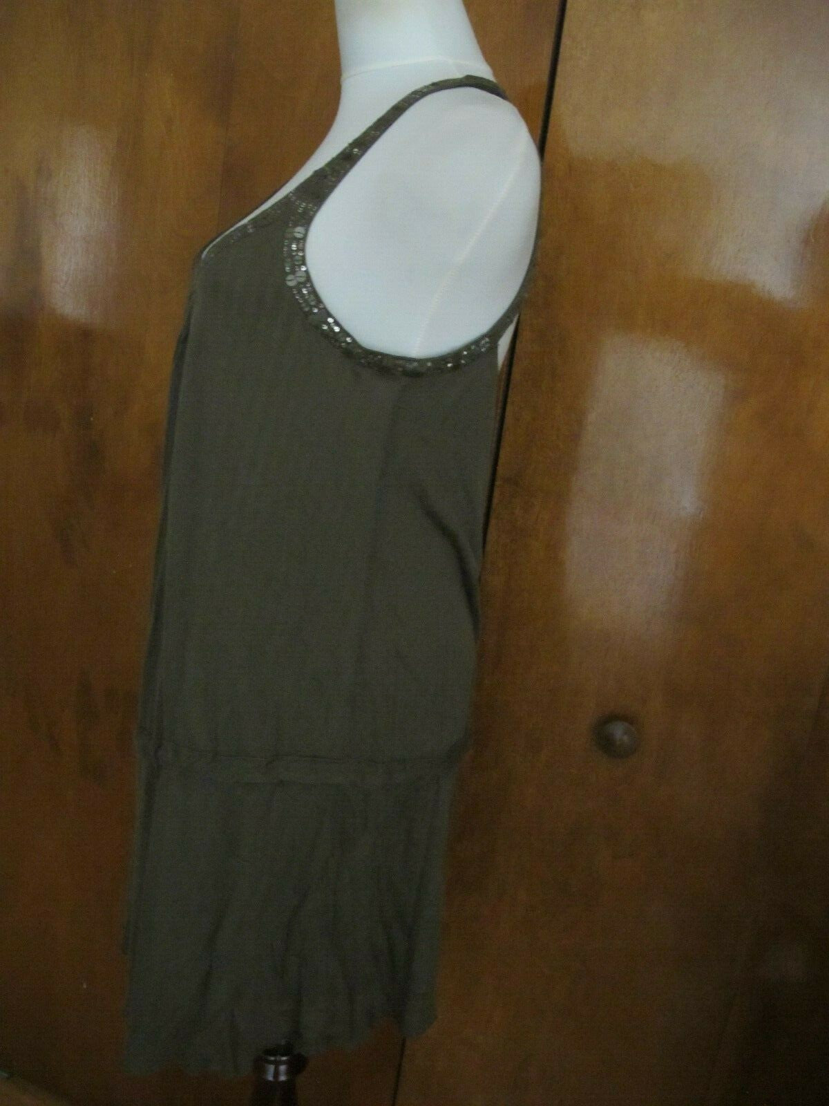 Free People women's dark green detailed tencel lined mini dress size 8