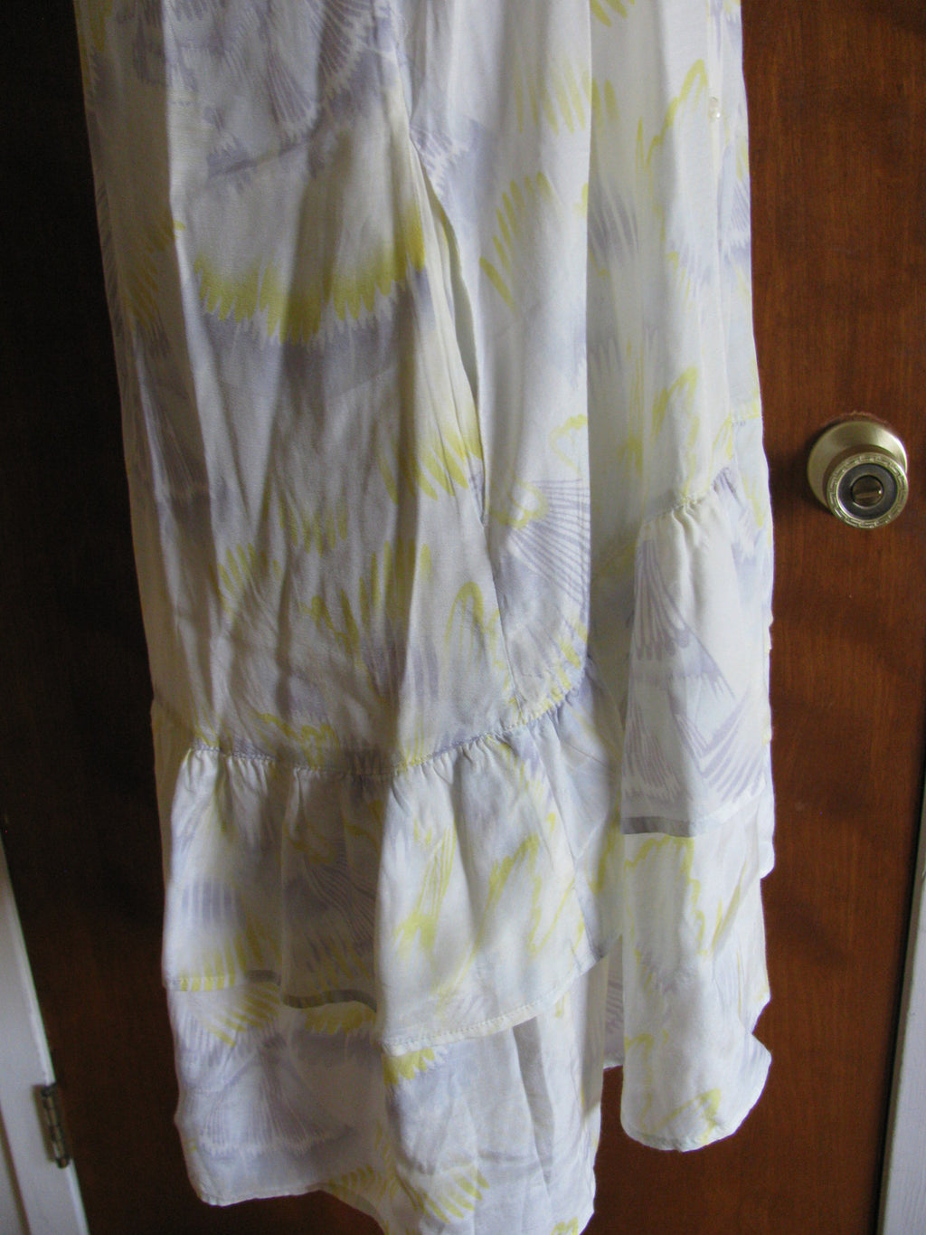 Free People women's ivory comb print sheer dress large 