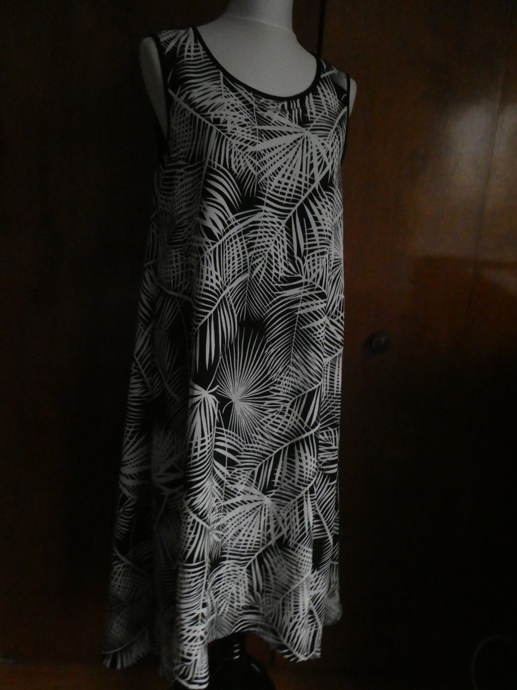 Partizia Lusa Milano Black/White Detailed Asymmetric Tunic Dress Size Medium