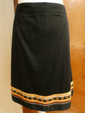 DKNY black embroidered soft cotton lined pockets skirt size 12