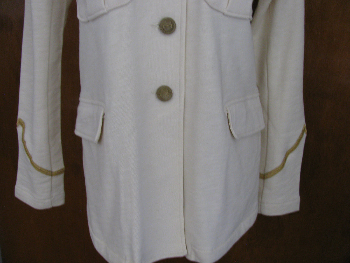 Denim & Supply Ralph Lauren Women Ivory Military Jacket Cotton Chic Gold Trim