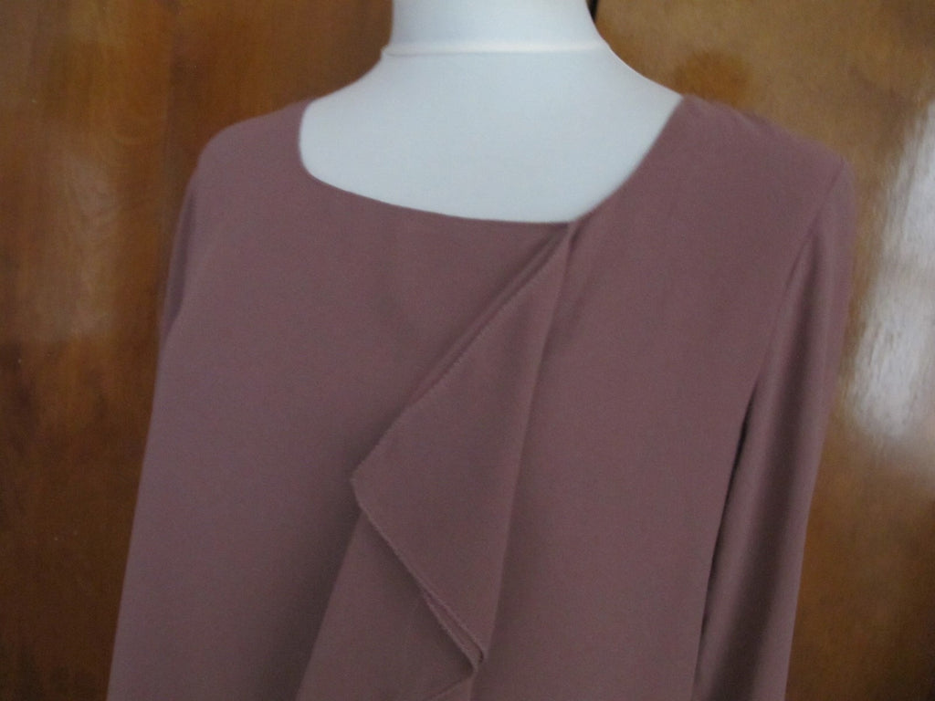 Max Studio women's brown ruffle long sleeves blouse top size large NWT