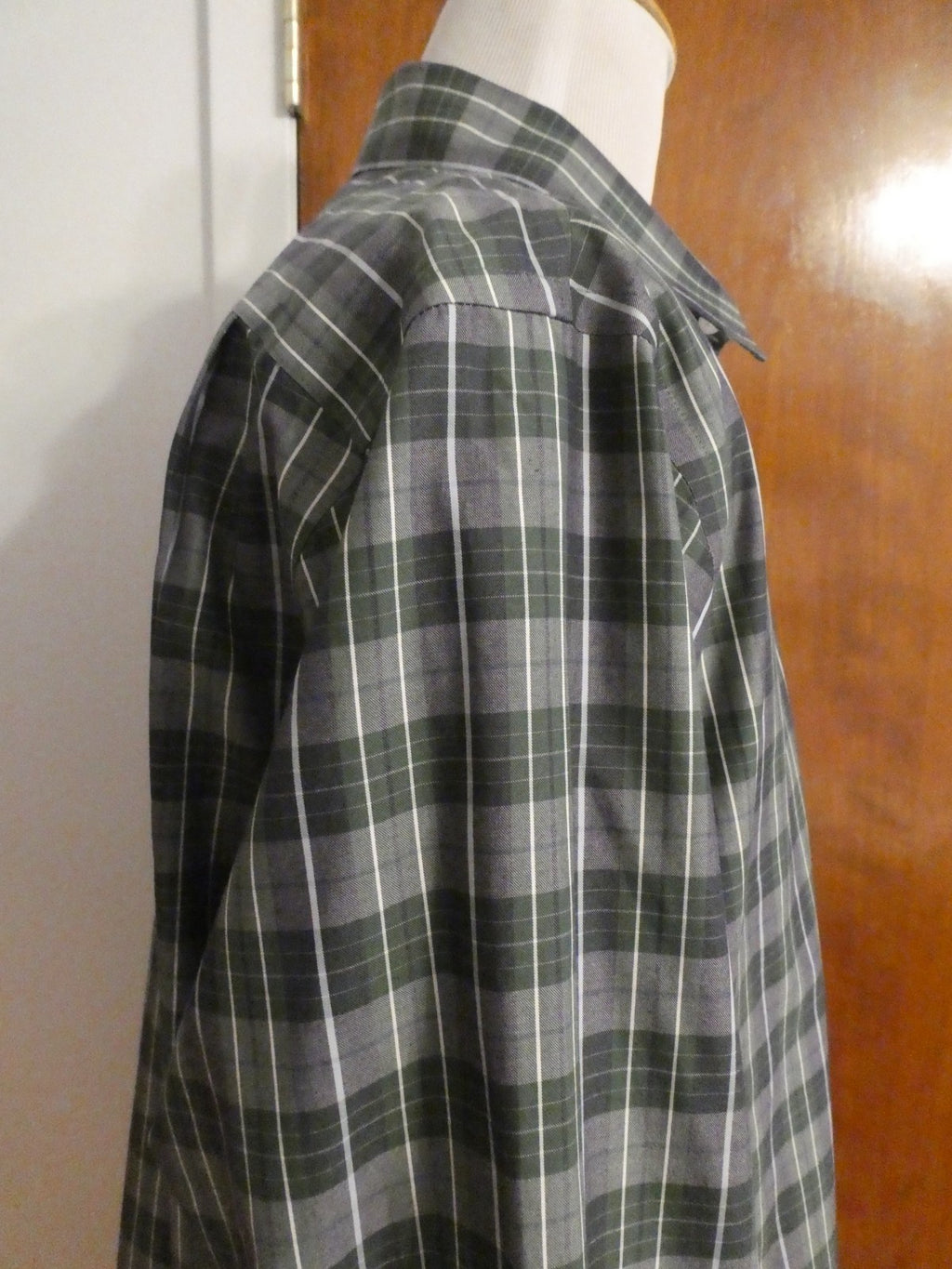 Nordstrom Men Shop Classic XXL Green Plaid Shirt Cotton Wrinkle-Free Classic Fit