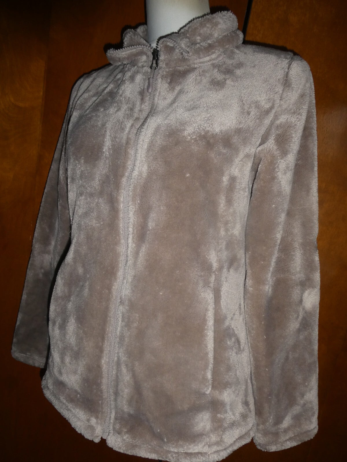 32 Degrees Heat Women’s Gray Urban Chic Plush Faux Fur Soft Zipper Jacket small