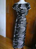 J.Stars Sexy Maxi Dress Off The Shoulders Ruffles Multi-Color Black/White L/XL