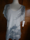Calvin Klein Jeans women's gray viscose with beads decorated tunic top Medium