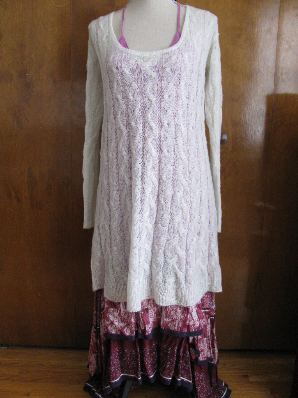 Free People natural gray cable design knit dress 