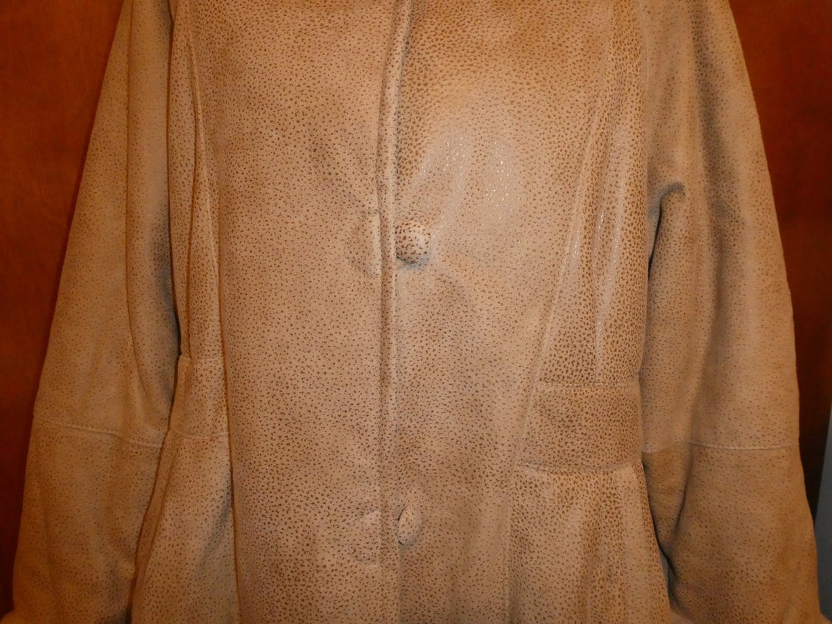 Adarcrea S.L Beige Shearling Sheepskin Fur A-Line Winter Coat 10 (fits US 12/14)