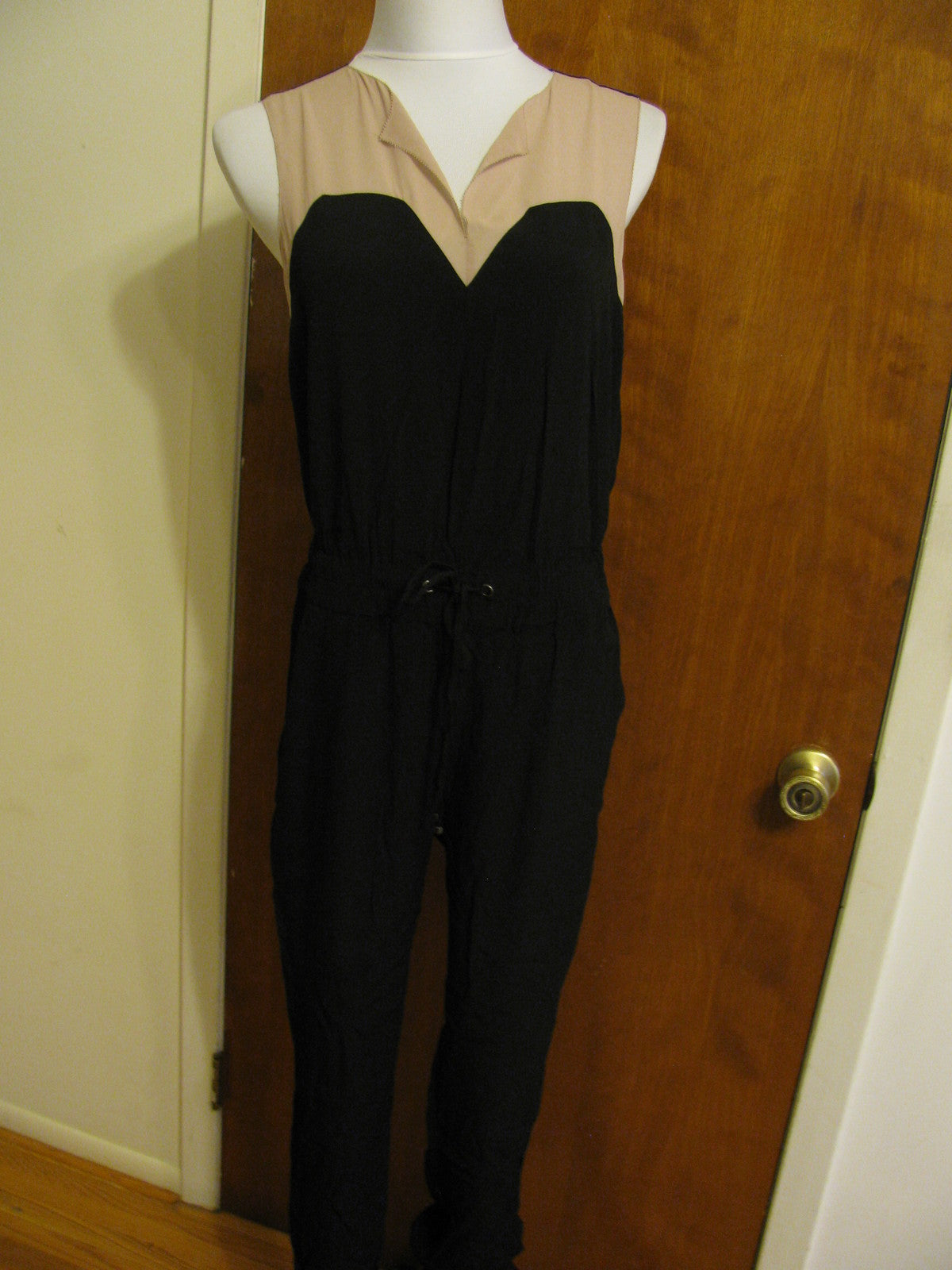 Rachel Roy women's black/beige gorgeous viscose jumpsuit size small New