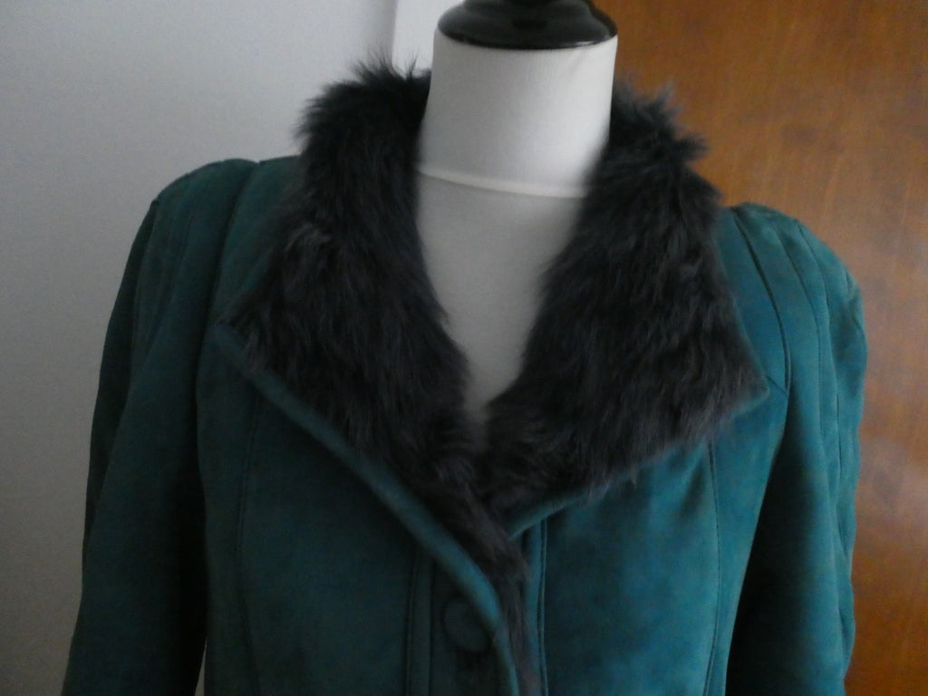 Adarcrea Women Persian Green Teal Shearling Sheepskin Long Winter Coat Spain 10