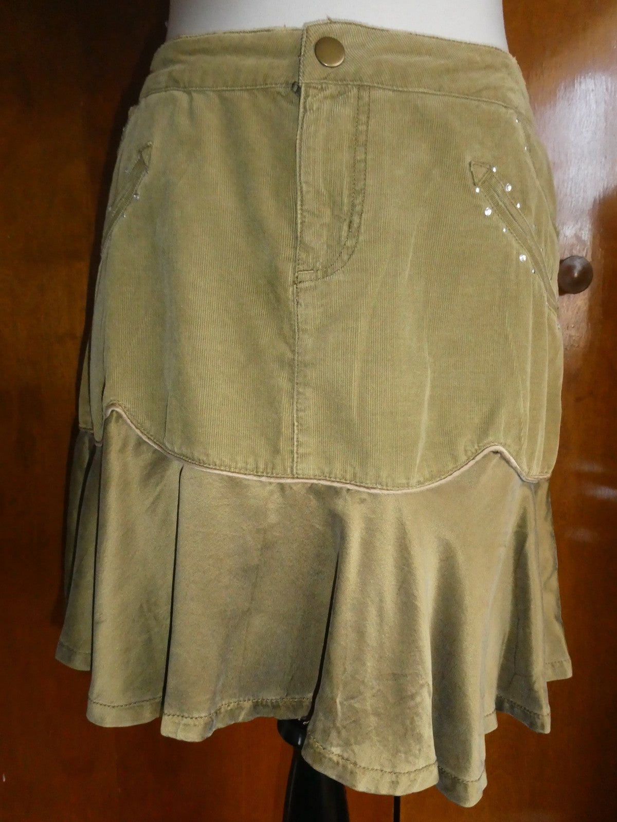 DANANG military green supper cute, supper soft skirt 100% cotton/silk large $150