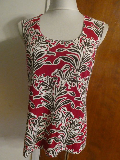 Ann Taylor women's multicolor white/red/brown top size Large