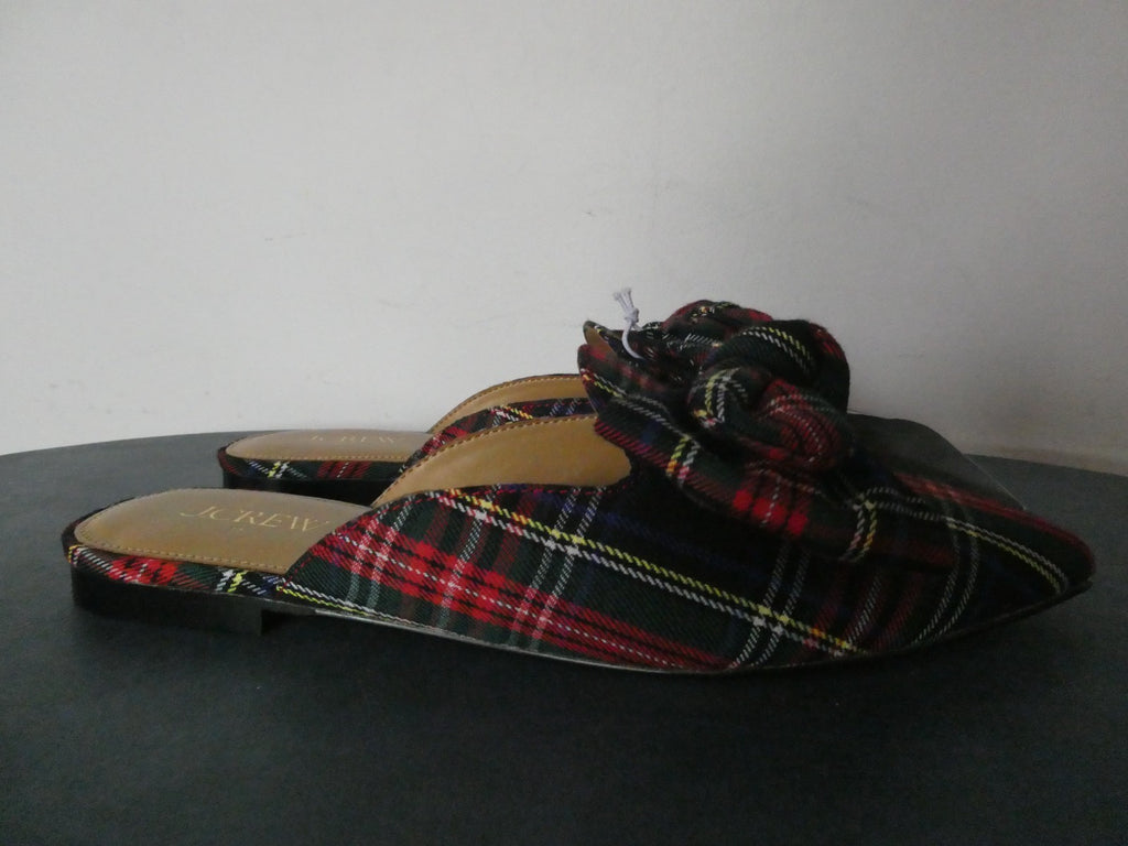 J.Crew Tartan Bow Mule Flats Stewart Plaid Slip on Pointed Toe Women 7, 7.5, 8