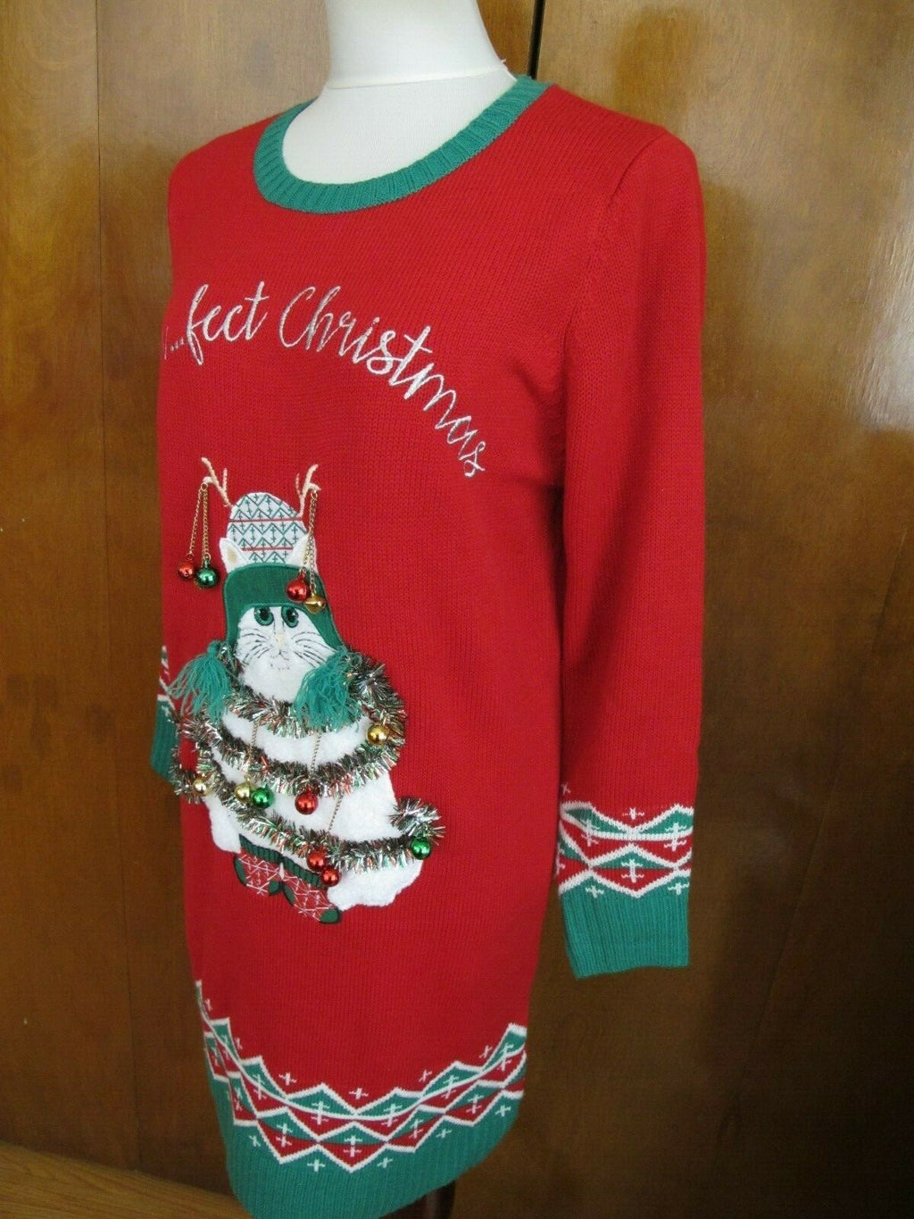 Reference Point Women's Red Christmas Sweater Dress Large