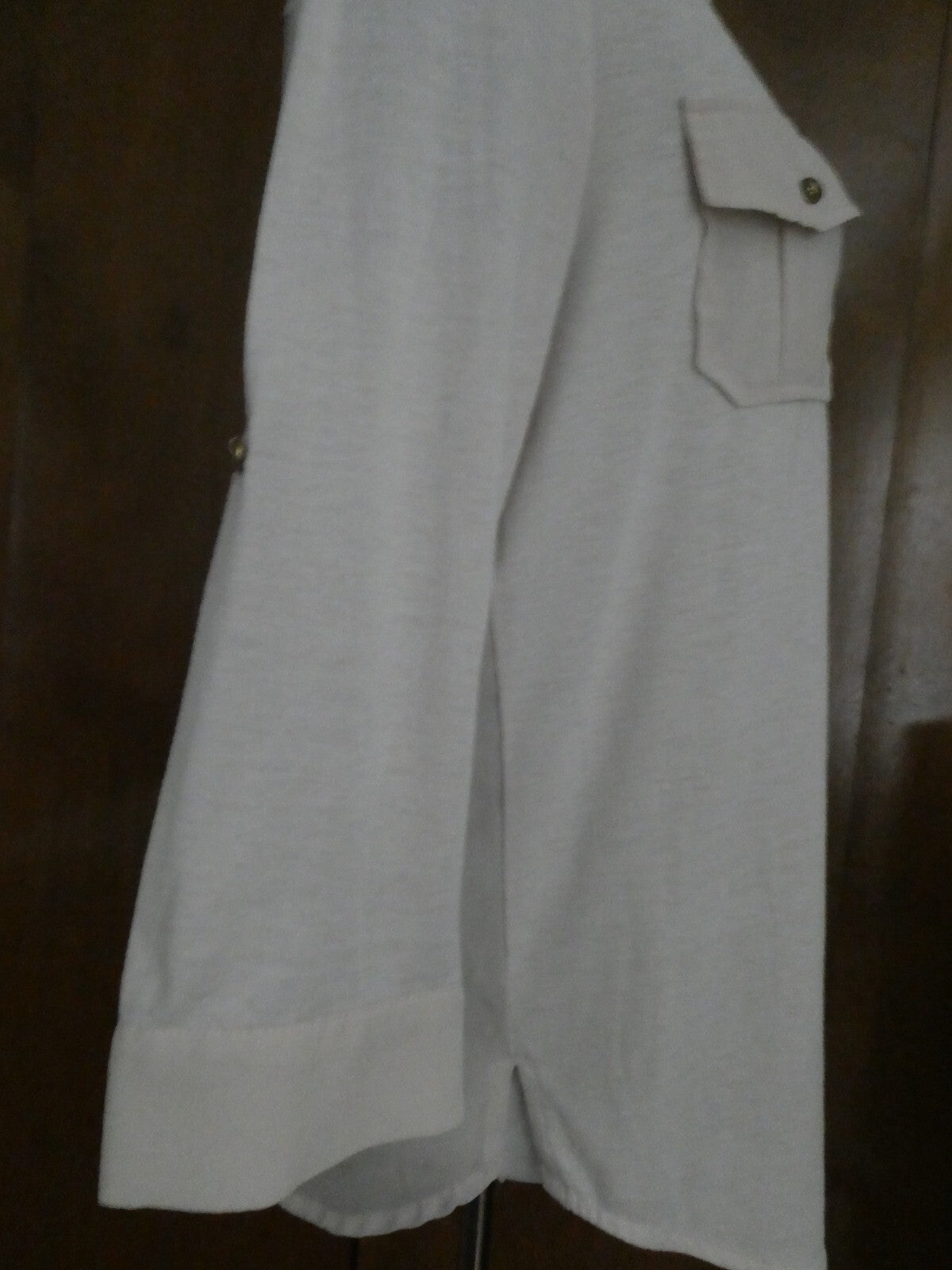 Poof Ivory Roll-Tab Long Sleeve Button Down Blouse Top Large