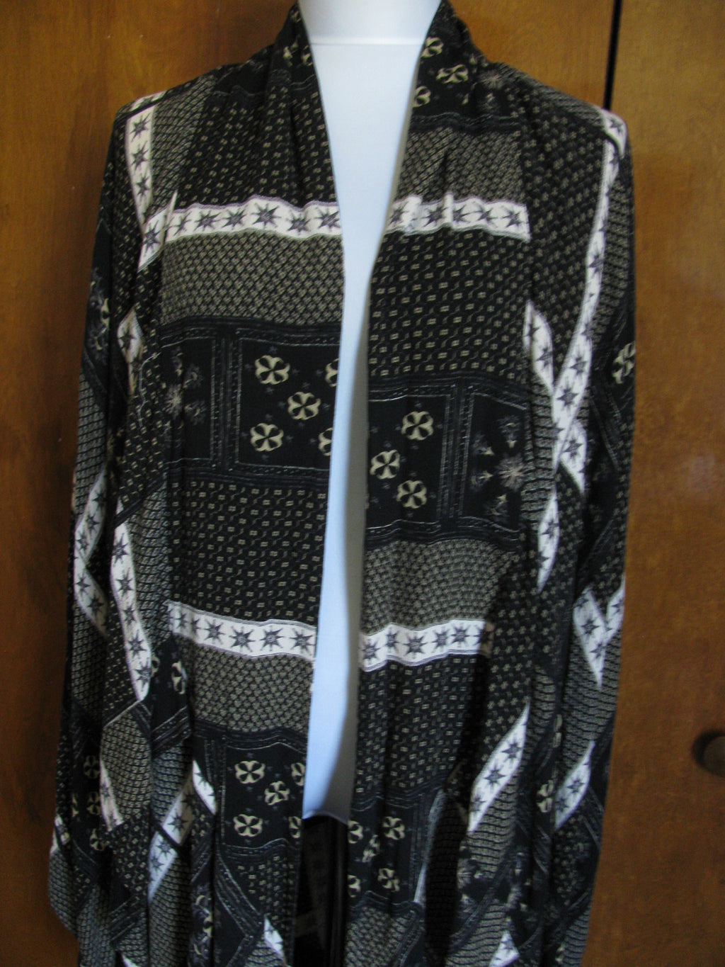 Free People Women's Black Combo Rayon Twilight Long Front Cardigan XS/S new