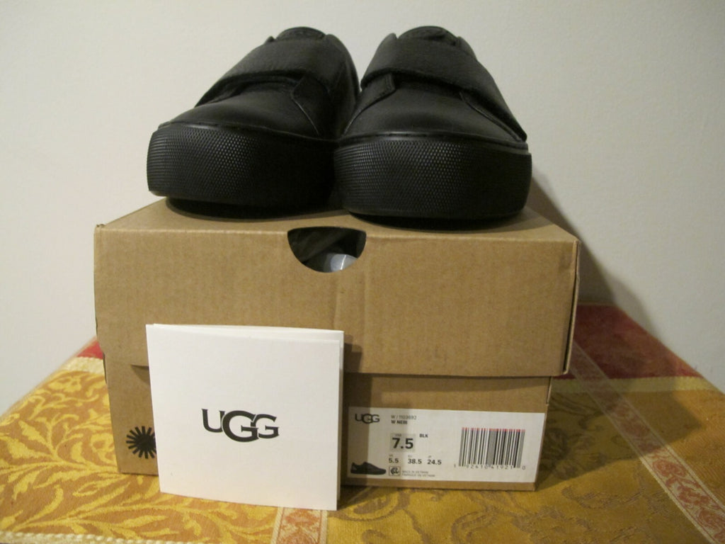 UGG Australia Neri Women's Black Leather Fashion Sneaker Size 7.5